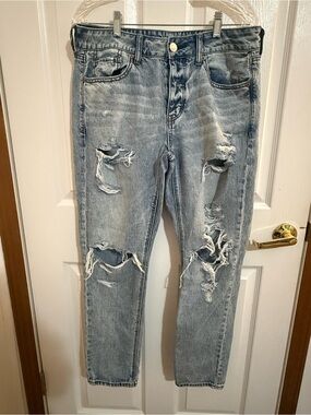 American Eagle Outfitters Distressed Skinny Jeans - Light Blue